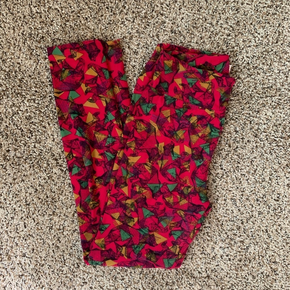 LuLaRoe Leggings Mosaic Bears Pink One Size